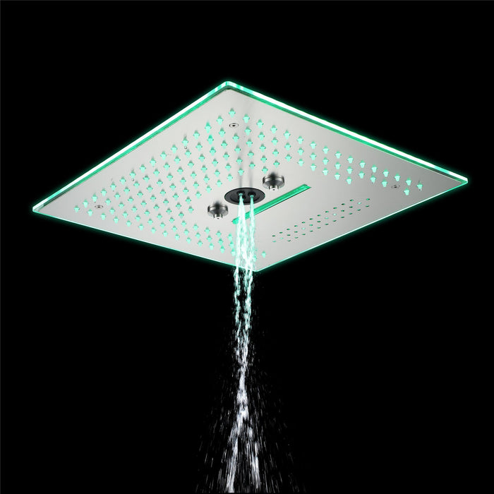 wonderland shower inc Flushed Mounted Brushed Nickel 16'' x 16'' Shower Head: Featuring 64 LED Lights, Music... - View 12