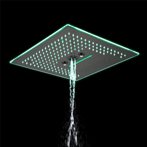 wonderland shower inc Flushed Mounted Matte Black 16'' x 16'' Shower Head: Featuring 64 LED Lights, Music, Rainfall...