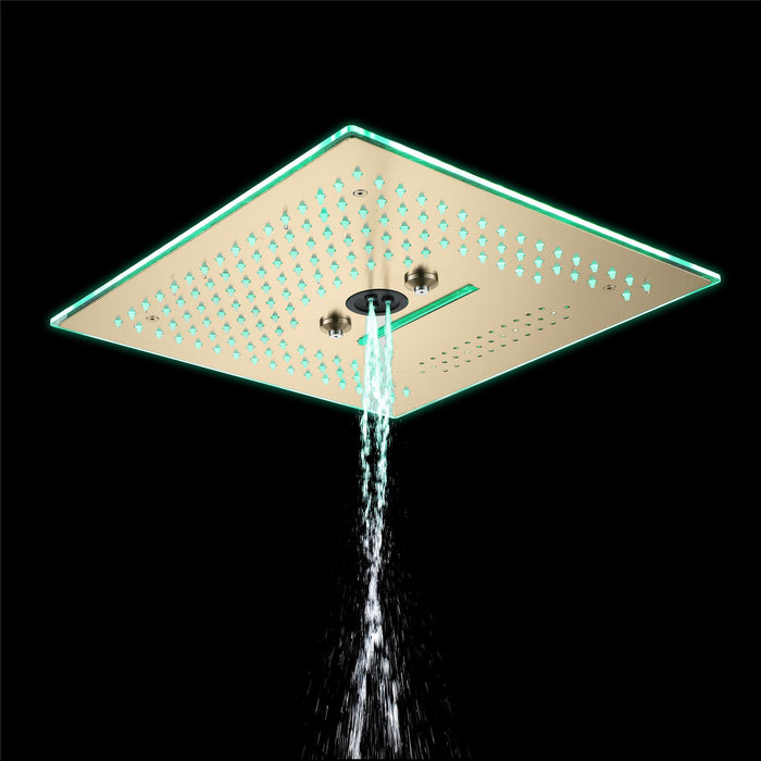 wonderland shower inc Flushed Mounted Brushed Gold 16'' x 16'' Shower Head: Featuring 64 LED Lights, Music... - View 12