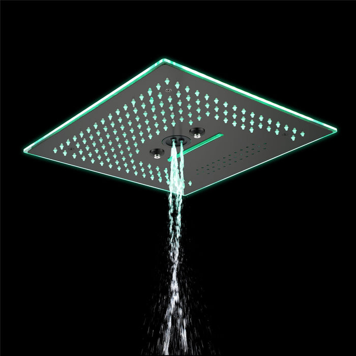 wonderland shower inc Flushed Mounted Matte Black 16'' x 16'' Shower Head: Featuring 64 LED Lights, Music, Rainfall...