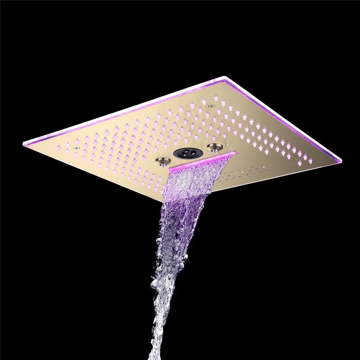 wonderland shower inc Flushed Mounted Brushed Gold 16'' x 16'' Shower Head: Featuring 64 LED Lights, Music... - View 13