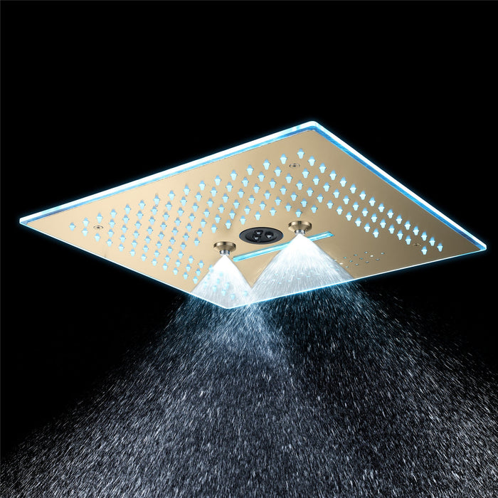 wonderland shower inc Flushed Mounted Brushed Gold 16'' x 16'' Shower Head: Featuring 64 LED Lights, Music... - View 14