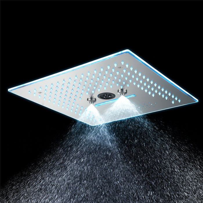 wonderland shower inc Flushed Mounted Brushed Nickel 16'' x 16'' Shower Head: Featuring 64 LED Lights, Music... - View 14