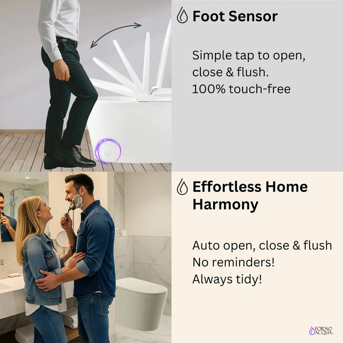 Forno Acqua Luxurious Smart Toilet, Includes Auto Flush, Auto Lid, Powerful Flush, Sleek Tankless Design Ideal for Powder Rooms (CSTPA0)