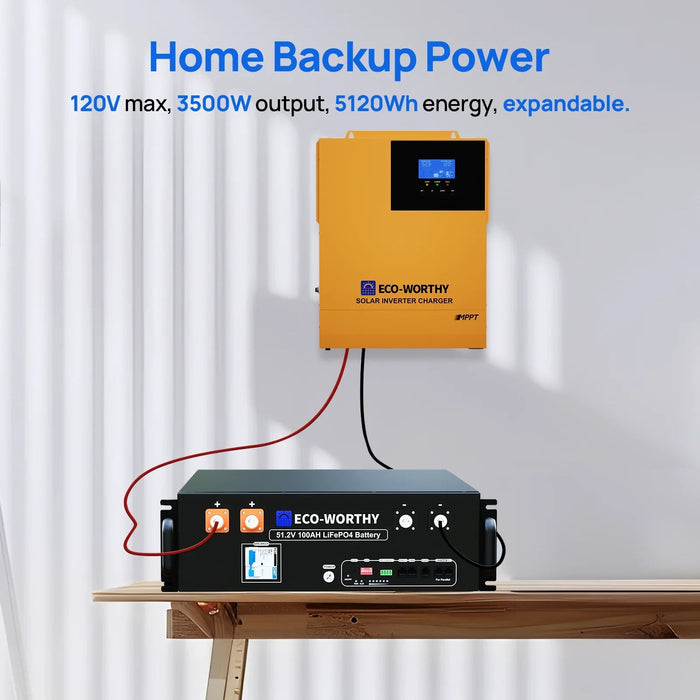 Green Vista Living ECO-WORTHY 5.12KWh Home Backup Power With 48V 100Ah LiFePO4 And 3500W 48V Off-Grid Inverter - View 9