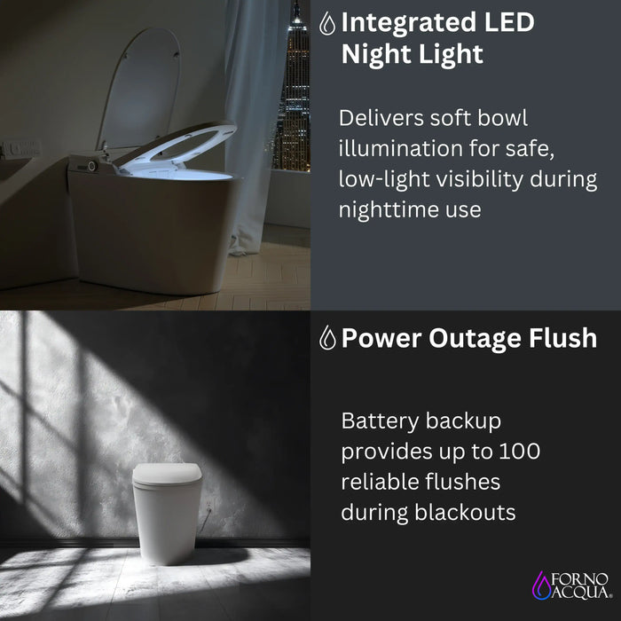 Forno Acqua Luxurious Smart Toilet, Includes Auto Flush, Powerful Flush, Sleek Tankless design Ideal for Powder Rooms (CSTS00)