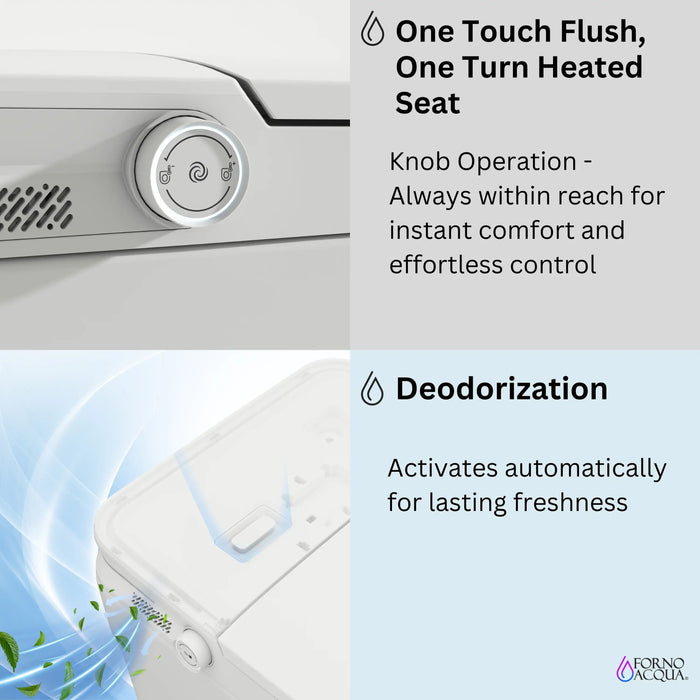 Forno Acqua Luxurious Smart Toilet, Includes Heated Seat, Auto Flush, Auto Lid, Powerful Flush, Ideal for Powder Rooms (CSTPB0)