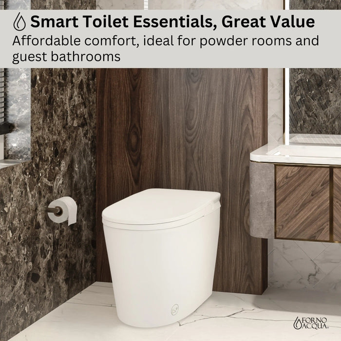 Forno Acqua Luxurious Smart Toilet, Includes Auto Flush, Powerful Flush, Sleek Tankless design Ideal for Powder Rooms (CSTS00)