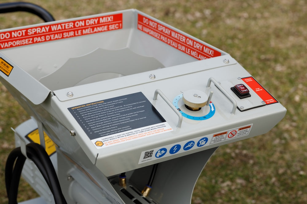 MudMixer Evolution control panel with adjustable water dial and power switch