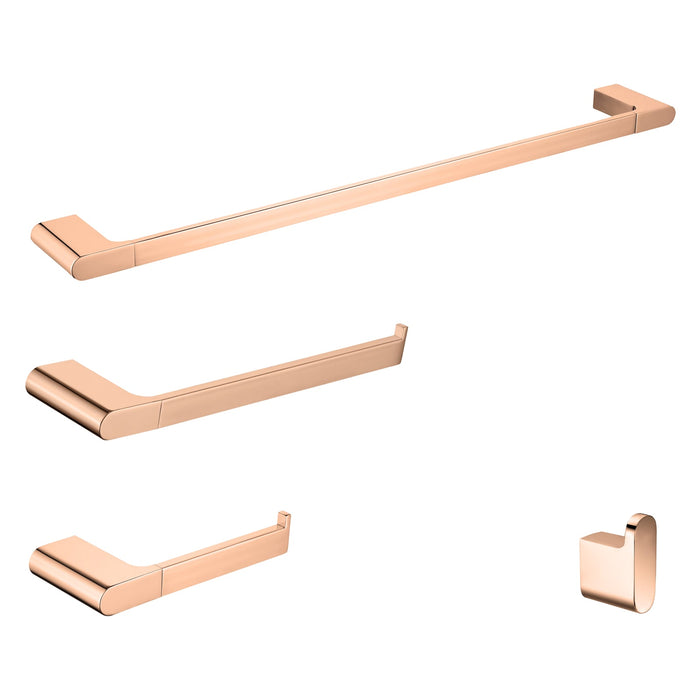 wonderland shower inc Luxurious 4-Piece Brass Rose Gold Bathroom Hardware Set: Towel... Shower Accessory - Installation View