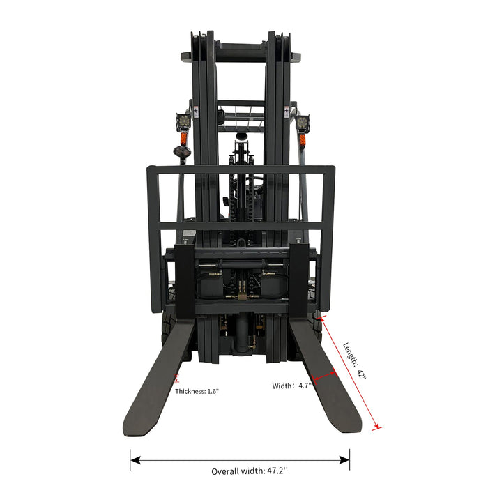 Xilin FB25R-Li-189HF 4 wheel electric forklift dimensions and capacity diagram