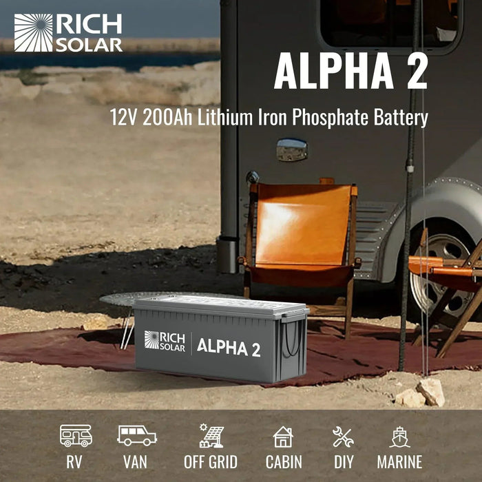 Green Vista Living Rich Solar ALPHA 2 | 12V 200Ah LiFePO4 Battery | Powerful 12V Lithium Battery... Power Station - Features