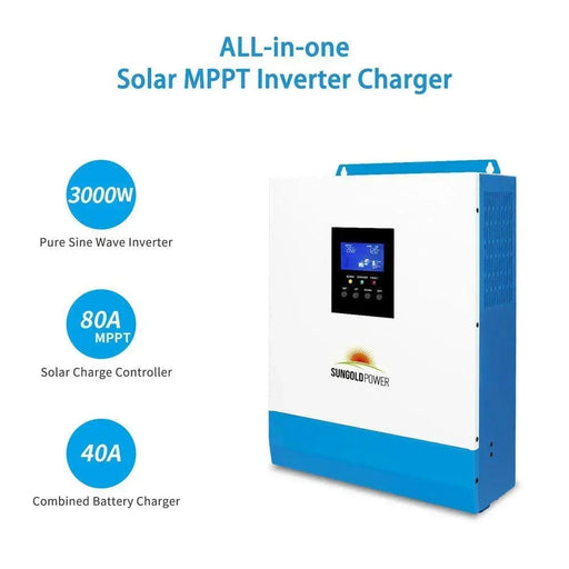 Green Vista Living Sungold Power 3000W 24V Solar Inverter Charger - Side View