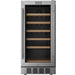 Empava EMPV-WC09S 15 inch built-in wine cooler in stainless steel, front view with glass door closed