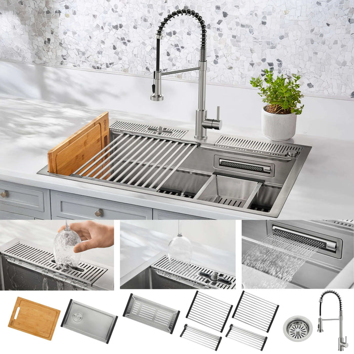Forno Acqua 33-Inch MultiSink kit with Integrated Waterfall Rinsing and Glass Washing Station. Includes... Kitchen Appliance