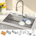 Forno Acqua 33-Inch Drop-In/Undermount 3-Level MultiSINK Workstation Sink with Waterfall Faucet & Glass... Kitchen Appliance