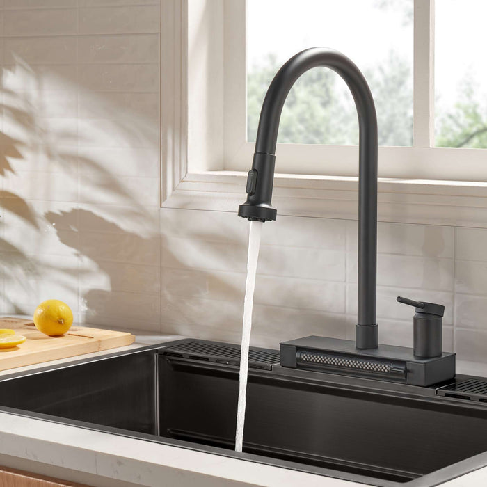 Forno Acqua -inch kitchen faucet in black hero product shot