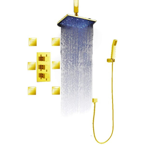 Cascada Showers Tuscany LED Rainfall Thermostatic Shower System - Ceiling Mount - View 15
