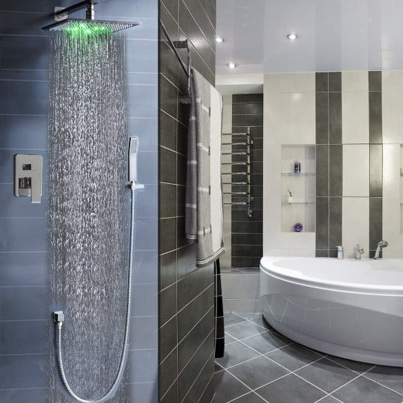Cascada Showers 10" Rainfall LED Shower Set Double-Function Valve - Main Product Image