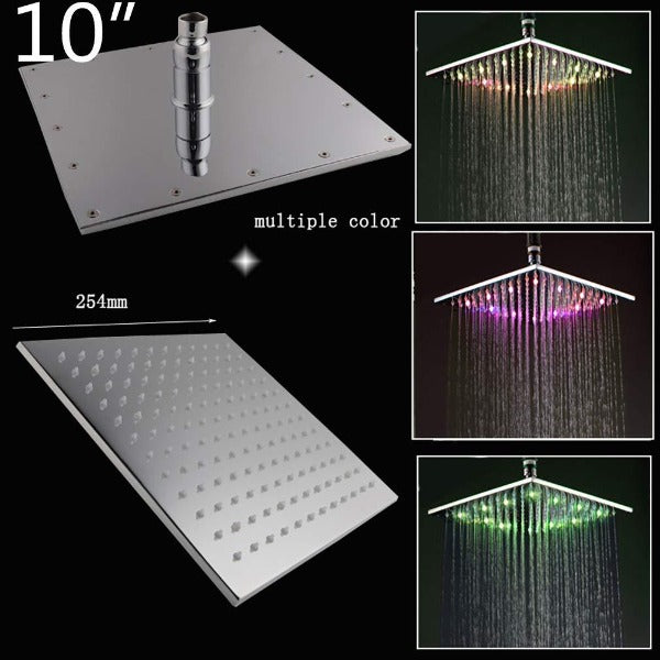 Cascada Showers 10" Square Rainfall LED Shower Head - Product Image 10