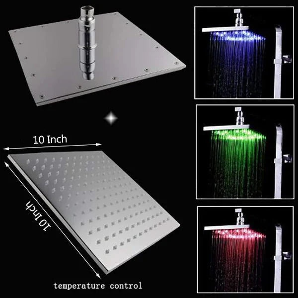 Cascada Showers 10" Square Rainfall LED Shower Head - Product Image 5
