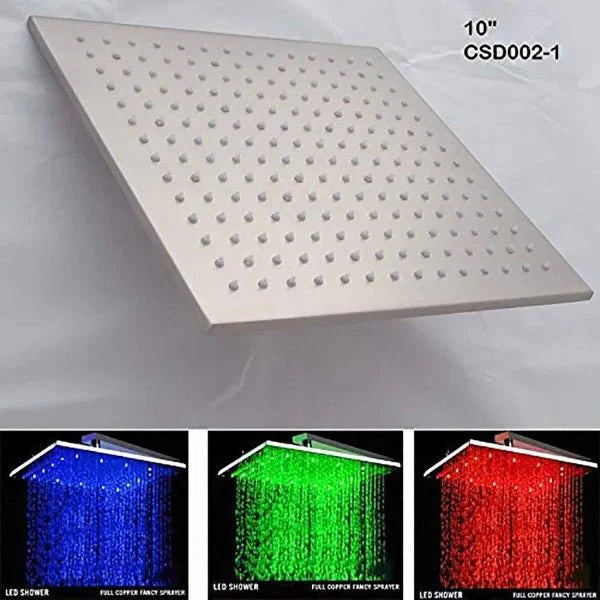 Cascada Showers 10" Square Rainfall LED Shower Head - Detail View 2