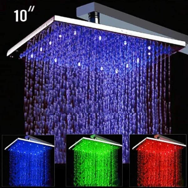 Cascada Showers 10" Square Rainfall LED Shower Head - Main Product Image