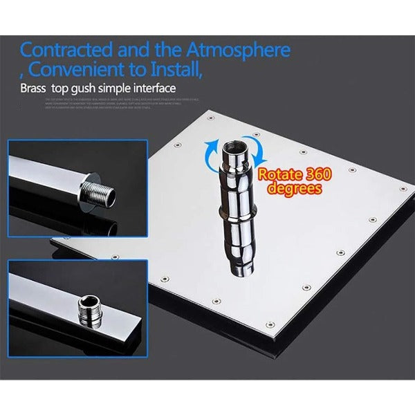 Cascada Showers 10" Square Wall Mounted Shower System LED Automated - Detail View 2