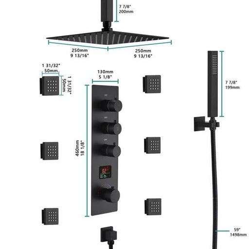 10" Thermostatic Digital Shower System By Cascada Showers - Alternate View