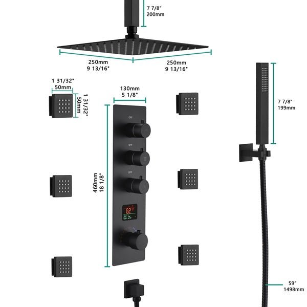 10" Thermostatic Digital Shower System By Cascada Showers - Alternate View