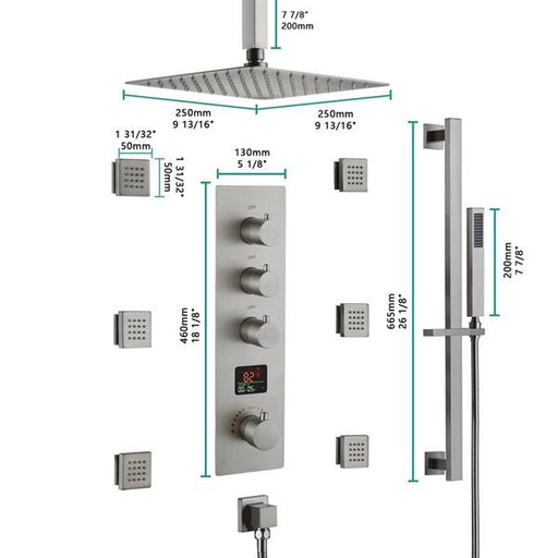 10" Thermostatic LCD Display Shower System by Cascada Showers - Alternate View