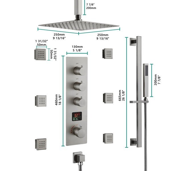 10" Thermostatic LCD Display Shower System by Cascada Showers - Alternate View