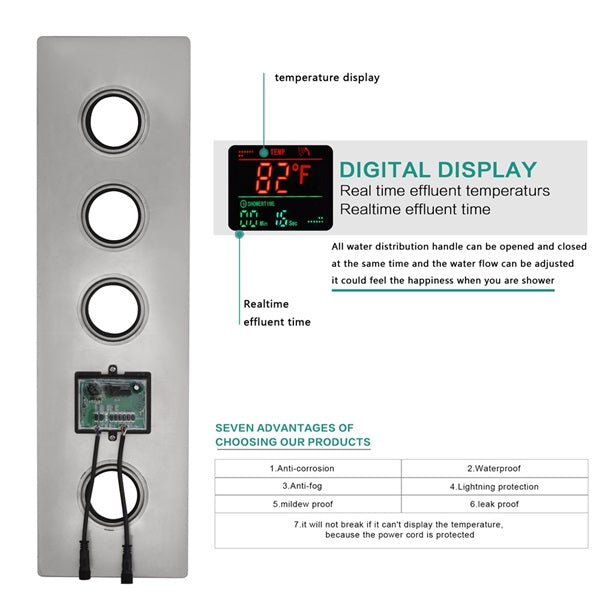 10" Thermostatic LCD Display Shower System by Cascada Showers - Product Image 6