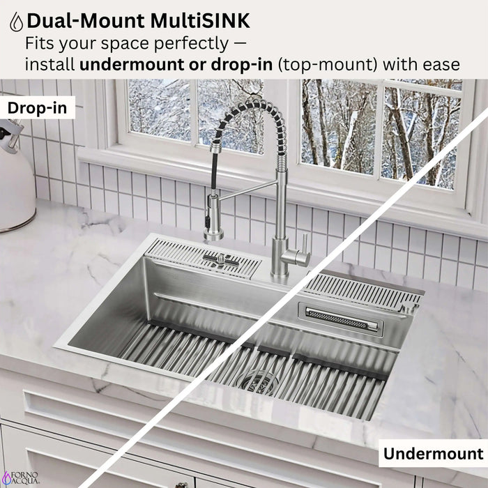 Forno Acqua 33-Inch MultiSink kit with Integrated Waterfall Rinsing and Glass Washing... Kitchen Appliance - Side View