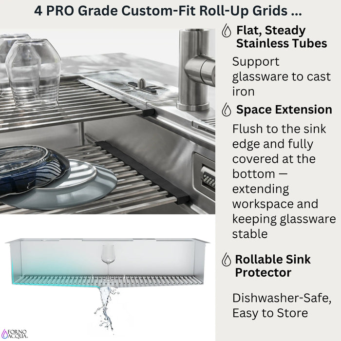 Forno Acqua 45-Inch Drop-In/Undermount 3-Level Workstation Sink with Two Faucets & Glass Rinser (J-WP30)
