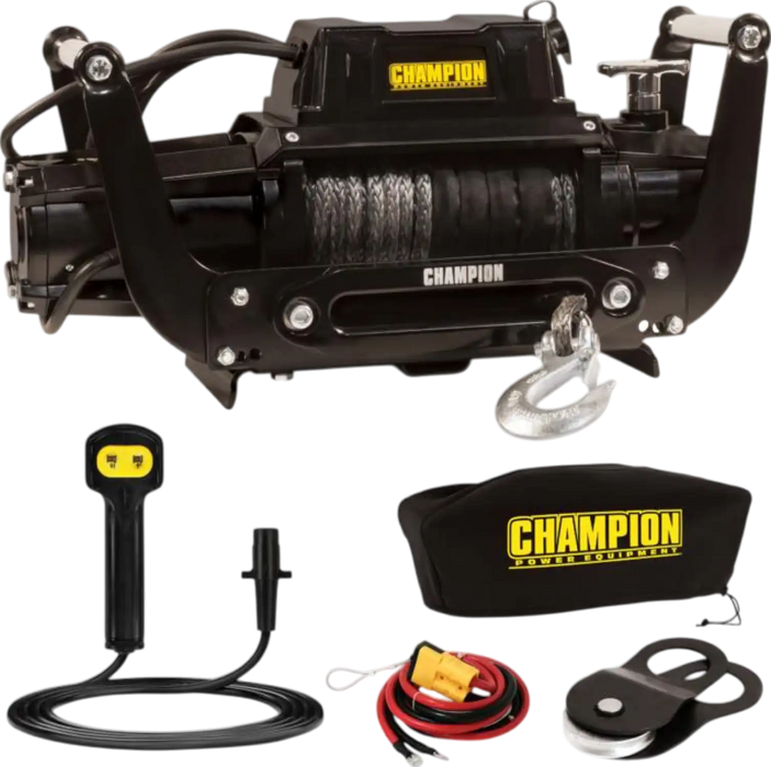 Champion 100427 Electric Winch Kit with Speed Mount 12,000-lb. Synthetic Rope New