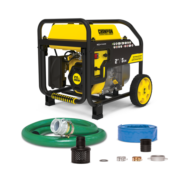 Champion 100742 2" Semi Trash Pump w/hose & wheel kit/ER Gas Tank