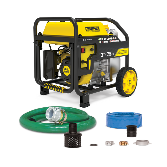 Champion 100743 3" Semi Trash Pump w/wheel kit/ER Gas Tank