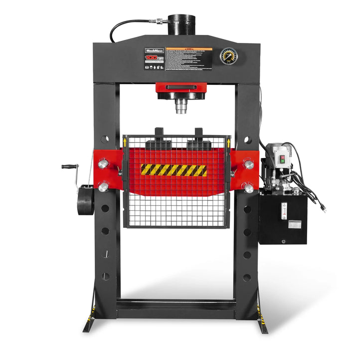 100 Ton H-Frame Electric Hydraulic Shop Press with Hand Winch,  110V M