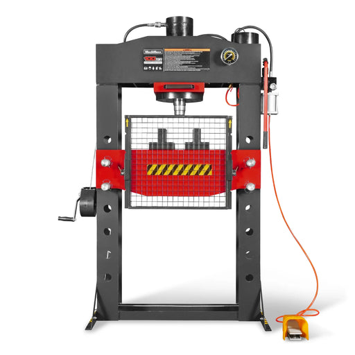 100 Ton H-Frame Air/Hydraulic Shop Press with Hand Winch,  Fully Welde