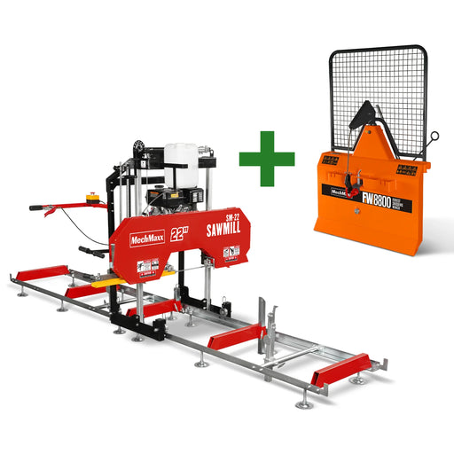 22" Portable Sawmill & Forestry Log Skidding Winch Combo, SM22 & FW880