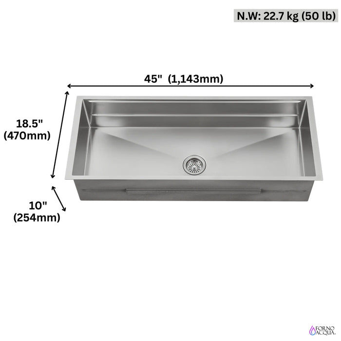 Forno Acqua 45-Inch Undermount 3-Level Workstation MultiSINK with Custom-Fit Accessories (JUXN70)