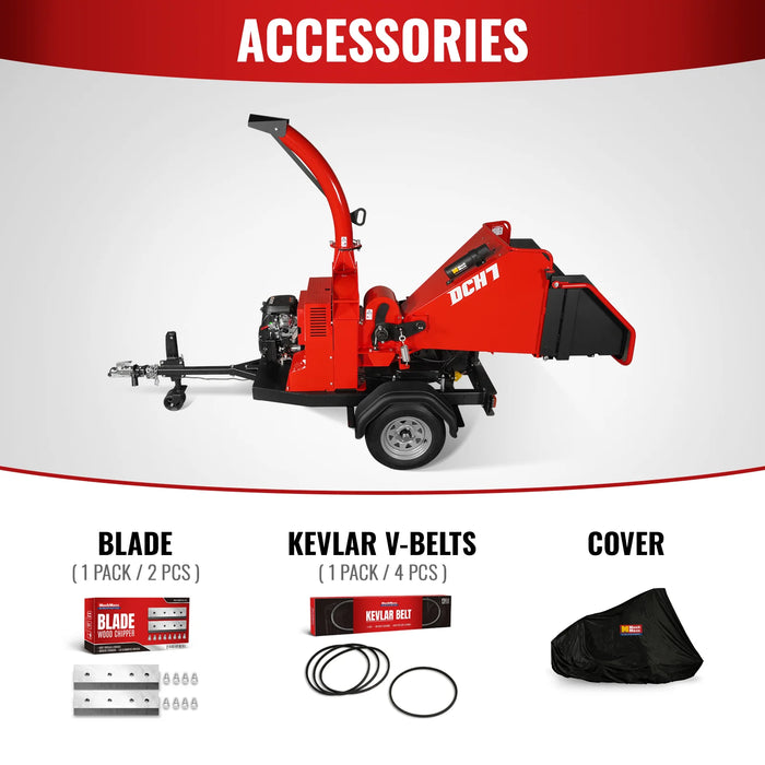 25hp 750cc Twin Cylinder ZONSEN Petrol Engine 7" Hydraulic Feeding Wood Chipper,  DCH7