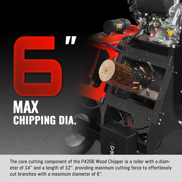 6 inch E-start ZONSEN 459cc 15hp Gasoline Engine Powered Drum Wood Chipper ,  P4206
