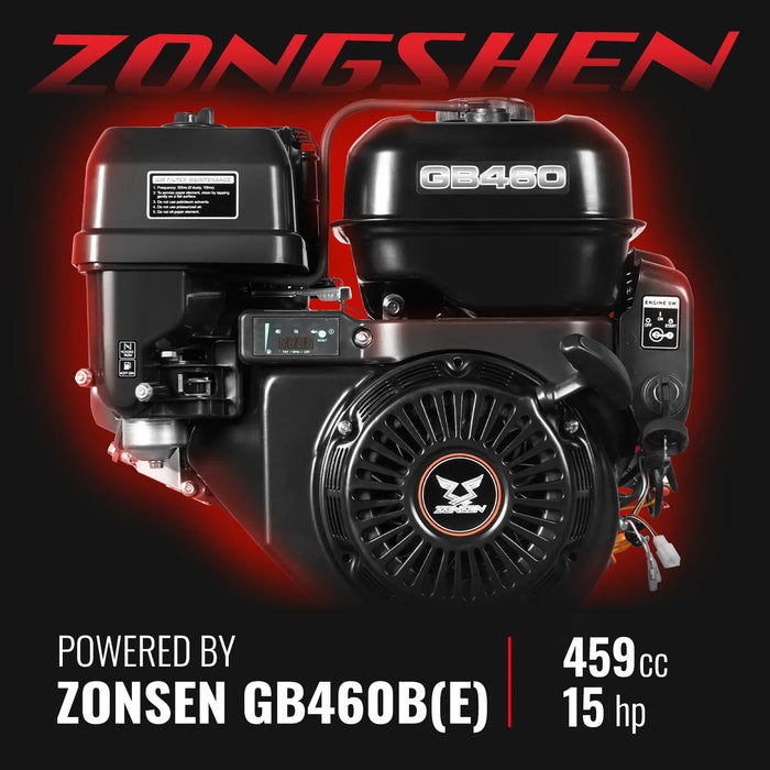 6 inch E-start ZONSEN 459cc 15hp Gasoline Engine Powered Drum Wood Chipper , P4206