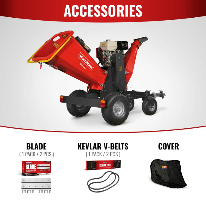 6 inch HONDA E-Start Gasoline Engine Powered 4 - Wheel Drum Wood Chipper with Taillight ,  B150