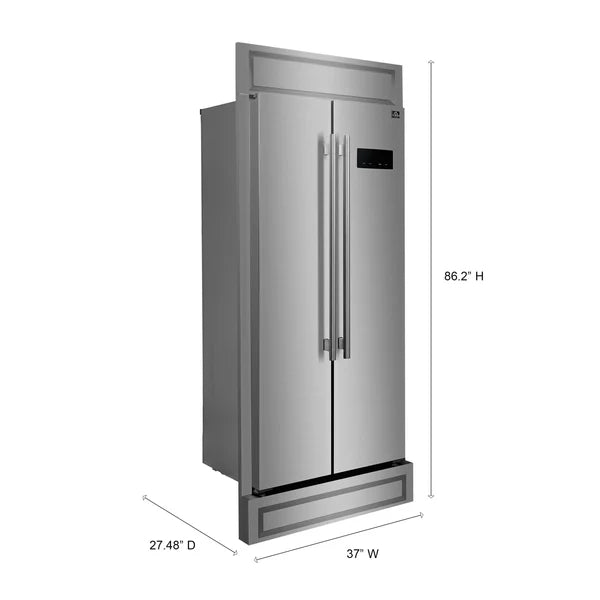 Forno Salerno 33-Inch 15.6 cu.ft Built-in Refrigerator with Modern Decorative Grill in Stainless Steel (FFRBI1805-37MG) FORNO