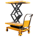 Xilin SPS800 hydraulic lift table fork and load detail