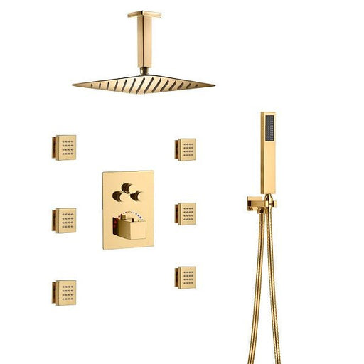 Cascada Showers 12" Cascada Annecy Shower System - Polished Gold - Main Product Image