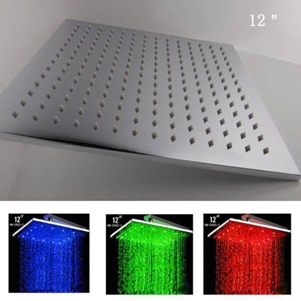 Cascada Showers 12" Square Rainfall LED Shower Head - Alternate View